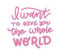 je veux te donner une citation romantique au monde entier Stickers gravés 42x46.2cm Décoration de magasin Rose