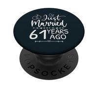 Je Viens de me marier il y a 61 Ans, ce Qui Correspond au 61e Anniversaire de Mariage PopSockets PopGrip Adhésif