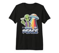 Je Viens en Paix, UFO Alien Lover T-Shirt Haut de Gamme