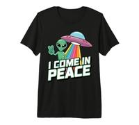 Je Viens en Paix, UFO Alien Lover T-Shirt Haut de Gamme