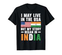 Je vis Peut-être aux États-Unis, mais Mon Histoire a commencé en Inde T-Shirt Graphique avec Valeur, Homme, Noir, M