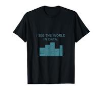 Je Vois Le Monde dans Data Teal Tech Skyline Design T-Shirt