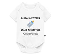 Je Vomis Quand Je Bois Trop Comme Parrain Body Manches Courtes Bébé Bio