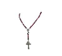 Je Vous Salue Marie Collier Chapelet de combat (Agate Rose Argenté)