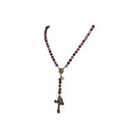 Je Vous Salue Marie Collier Chapelet de combat (Agate Rose Doré)