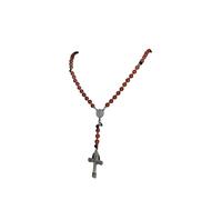 Je Vous Salue Marie Collier Chapelet de combat (Agate Rouge Argenté)