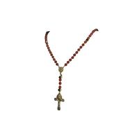 Je Vous Salue Marie Collier Chapelet de combat (Agate Rouge Doré)