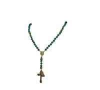 Je Vous Salue Marie Collier Chapelet de combat (Agate Vert Doré)