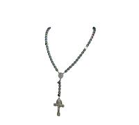 Je Vous Salue Marie Collier Chapelet de combat (Inox Multicolore Argenté)
