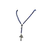 Je Vous Salue Marie Collier Chapelet de combat (Lapis-Lazuli Bleu Argenté)