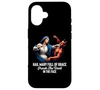 Je Vous salue Marie Pleine de grâce Punch The Devil in The Face Catholic Coque pour iPhone 16