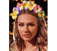 JEAIRTS Bandeau LED Plumeria Hawaï Fleur Bandeau Lumineux Bandeau Cheveux Hoop Festival Été Plage Bandeau Cheveux Accessoires pour Femme et Fille