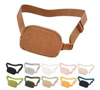 jealkip Sac banane en polaire avec sangle réglable pour homme et femme - Sac banane pour randonnée, entraînement, sport, voyage - Marron, marron