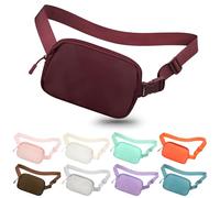 jealkip Sac banane pour homme et femme, sac banane pour randonnée, sac banane avec sangle réglable, sac banane pour course à pied, entraînement, sport, voyage, rouge foncé, Large, Sac banane avec