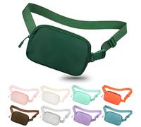 jealkip Sac banane pour homme et femme, sac banane pour randonnée, sac banane avec sangle réglable, sac banane pour course à pied, entraînement, sport, voyage, vert olive, 9.44 x 5.51 x 1.57 inches