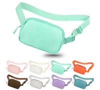 jealkip Sac banane pour homme et femme, sac banane pour randonnée, sac banane avec sangle réglable, sac banane pour course à pied, entraînement, sport, voyage, vert pâle, 9.44 x 5.51 x 1.57 inches