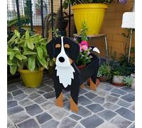 JEAMZHU Pot de fleurs en forme de chien avec trous de drainage Idéal pour l'intérieur, l'extérieur et le jardin (Bouvier bernois)
