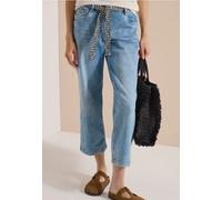 Jean 7/8 à jambes larges avec ceinture