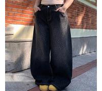 Jean ample à imprimé léopard intégral, style coréen décontracté, jambes larges, ourlet incurvé, pantalon long pour femmes, toutes saisons, nouvelle arrivée automne 0XL,1XL,2XL,3XLImprimés aléatoiresJe