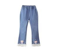 Jean Ample Ado Fille Taille élastique 8-16 Ans Pantalon Droit Fluide Enfants Filles Pantalon Denim Large Confortable Baggy Pantalons Large à Jambe Droite Casual Sport Streetwear Jeans