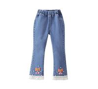 Jean Ample Ado Fille Taille élastique 8-16 Ans Pantalon Droit Fluide Enfants Filles Pantalon Denim Large Confortable Baggy Pantalons Large à Jambe Droite Casual Sport Streetwear Jeans