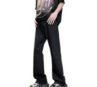 Jean ample pour homme, coupe bootcut, jambe large, extensible, évasé, coupe ample, style hip-hop, style vintage, streetwear, toutes les tailles, Noir , XL