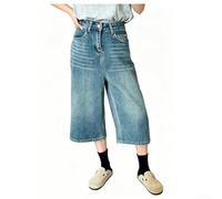 Jean ample sept quarts pour femme, pantalon droit ample taille haute, pantalon décontracté pour le printemps, l'été, l'automne, l'hiver, les vacances, le quotidien, couleur unie, jean tendance (XXXL