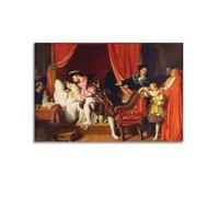 Jean Auguste Dominique Ingres Poster d'œuvres classiques - I Receives The Last Breaths of Leonardo Da Vinci - Toile imprimée pour la maison, le bureau, la chambre à coucher et le salon (60 x 90 cm)