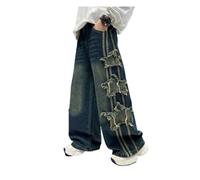 Jean Baggy avec Poches pour garçons Droit Coupe Ample Taille Élastique Rétro Style Années 90 Hip Hop Streetwear pour l'école, la Course à Pied, Le Sport Baggy Jeans avec Ceinture Élastique
