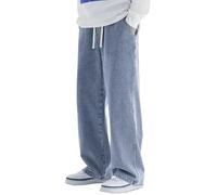 Jean Baggy Bleu Clair déchiré, Coupe Ample, Taille Haute, décontracté, pour Homme