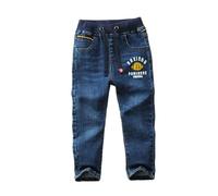 Jean Baggy Décontracté GarçOn Denim Pantalons Ample Décontracté Taille élastique Pantalon Vintage Chic Jambe Droite Pantalons Confortable Simple Streetwear Sport Casual Streetwear (Blue, 7-8 Years)