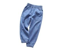 Jean Baggy Enfant GarçOn Fille Ado Garcon Classique Coupe Droite Taille Elastique Pantalons en Denim Ceinture Lastique Décontracté Style Urbain pour Cole Loisirs Printemps té