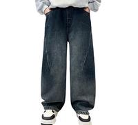 Jean Baggy Enfant Garçon Pantalon en Jean Droit Coupe Ample Taille Élastique Denim Confortable Mode Streetwear Décontracté pour École Loisirs Printemps Été Automne Chat Pâques