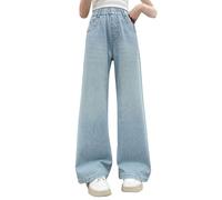 Jean Baggy Fille Pantalons en Denim Mode À Jambe Large Ado Fille Jean Straight Pants Long avec Poches Classique Vintage Hip Hop Streetwear Sport Printemps Automne