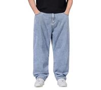 Jean baggy hip hop pour homme - Coupe ample - Coupe décontractée - Taille élastique - Grande taille - Jambes droites - Denim - Pantalon adolescent et garçon - Streetwear, bleu, 40