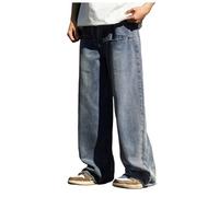 Jean Baggy Homme Coupe Droite, Jean Homme Large Jeans Straight Y2K Jeans Pantalon Grandes Tailles Pantalon Extensible Casual Streetwear Pantalons Mode Harajuku Skateboard de Rue