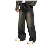 Jean Baggy Homme Coupe Droite, Jean Homme Large Jeans Straight Y2K Jeans Pantalon Hommes Grande Taille Pantalon Hommes Extensible Casual Streetwear Pants Mode Harajuku Skateboard de Rue