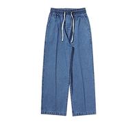 Jean Baggy Homme Droit- Jean De Travail Jambe Large Grande Taille Décontracté Ample Classique avec Cordon De Serrage Y2K Streetwear Pantalon Confortable Hip Hop Basique Harajuku Skateboard Pants