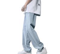 Jean baggy pour homme - Jambe droite - Décontracté - Avec poches - Style patineur Y2K - Style vintage - Coupe ample - Tendance - Streetwear confortable et résistant, bleu, XL