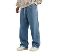 Jean baggy pour homme - Jambe large - Avec poches - Style vintage - Style hip-hop - Style décontracté - Style décontracté - Y2K - Streetwear, bleu, 4XL