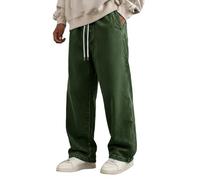 Jean baggy pour homme - Jambe large - Avec poches - Style vintage - Style hip-hop - Style décontracté - Style décontracté - Y2K - Streetwear, Vert noir, XL