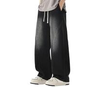 Jean baggy pour homme - Taille élastique avec cordon de serrage - Coupe ample - Pantalon cargo Y2K vintage - Avec poches - Jean évasé - Jambe large - Pantalon de travail décontracté streetwear