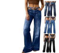 Jean baggy taille basse pour femme, coupe décontractée, jambes larges, avec poches plaquées, pantalon rétro ample et droit, noir foncé, XL