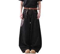 Jean Baggy Y2K for Hommes et Femmes, Coupe Ample, Coupe Large, Style Grunge, imprimé Serpent, Style Streetwear, Denim Baril(Snake Black,Small)