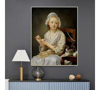 Jean-Baptiste Greuze, « Le Bobineur de laine », toile imprimée, œuvre d'art de renommée mondiale, décoration murale moderne pour la maison (40 x 50 cm, sans cadre)