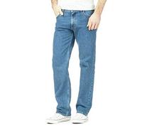 Jean basique à jambe droite robuste pour homme - Coupe classique - Avec boucle de ceinture et poche, bleu clair, 46W x 27L
