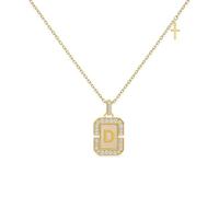 Jean Beau Collier doré délicat avec initiale A-Z en forme de croix pour femme, accessoire de foi chrétienne, catholique, religieuse, Laiton, Zircone cubique