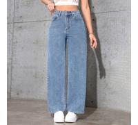 Jean bleu clair décontracté streetwear coupe droite ample polyvalent occasion d'été, femmes de petite taille Petite XXS,Petite XS,Petite S,Petite MUnicoloreJean