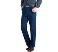 Jean bleu pour homme, coupe droite, coupe droite, pantalon décontracté pour affaires, bureau, formel, taille haute, jean classique délavé avec poches, bleu, S