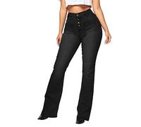 Jean Bootcut Femme Taille Haute, Jeans Baggy Femme Taille Élastique Coupe Droite Coupe Ample Très Extensibles Mode Et Vintage Pants Flare des Années 70 Pantalons Évasé avec Poches